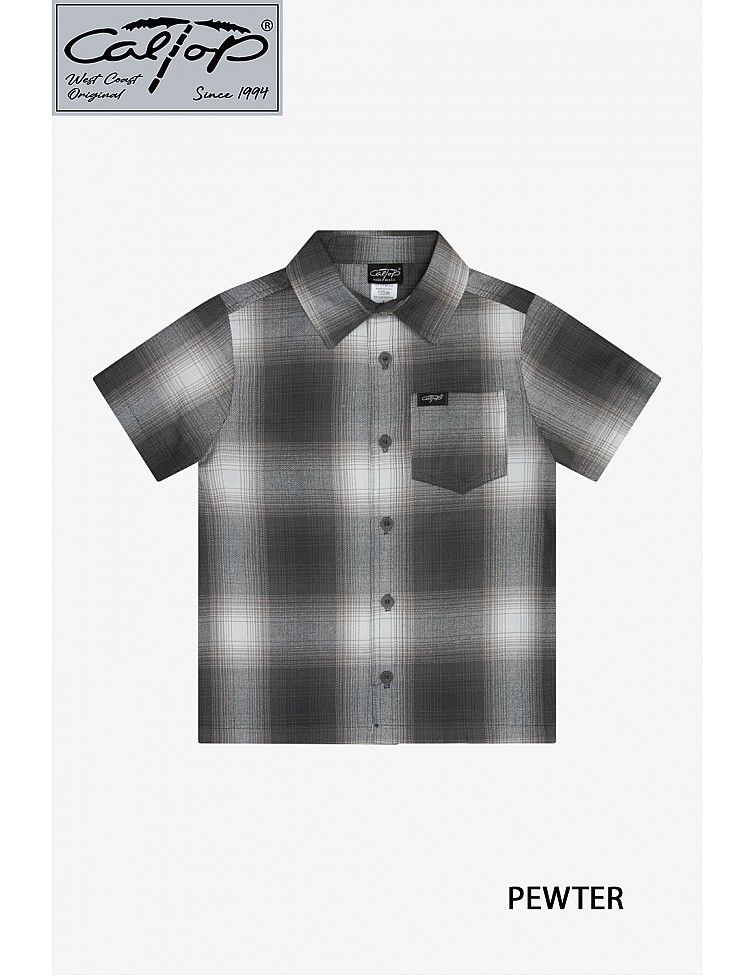 KS001 S/S PLAID : PEWTER